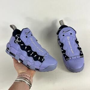 Nike Air More Money Sneakers Women's 6.5 Purple Black Leather Slip On A01749-400